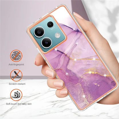 YB IMD Series-2 For Xiaomi Redmi Note 13 5G Phone Case Marble Pattern Electroplating Frame TPU Cover