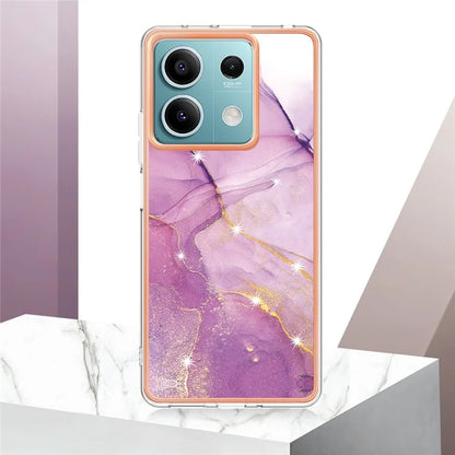 YB IMD Series-2 For Xiaomi Redmi Note 13 5G Phone Case Marble Pattern Electroplating Frame TPU Cover