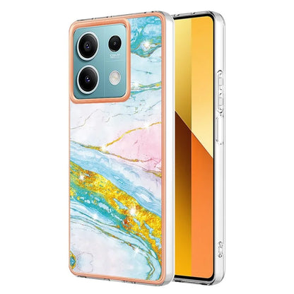YB IMD Series-2 For Xiaomi Redmi Note 13 5G Phone Case Marble Pattern Electroplating Frame TPU Cover