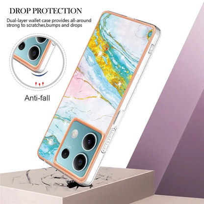 YB IMD Series-2 For Xiaomi Redmi Note 13 5G Phone Case Marble Pattern Electroplating Frame TPU Cover