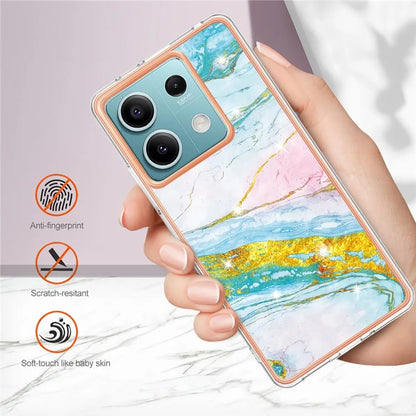 YB IMD Series-2 For Xiaomi Redmi Note 13 5G Phone Case Marble Pattern Electroplating Frame TPU Cover