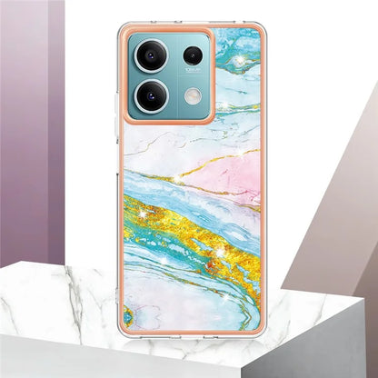 YB IMD Series-2 For Xiaomi Redmi Note 13 5G Phone Case Marble Pattern Electroplating Frame TPU Cover