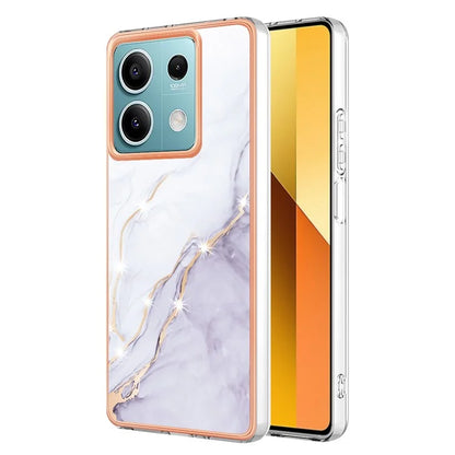 YB IMD Series-2 For Xiaomi Redmi Note 13 5G Phone Case Marble Pattern Electroplating Frame TPU Cover