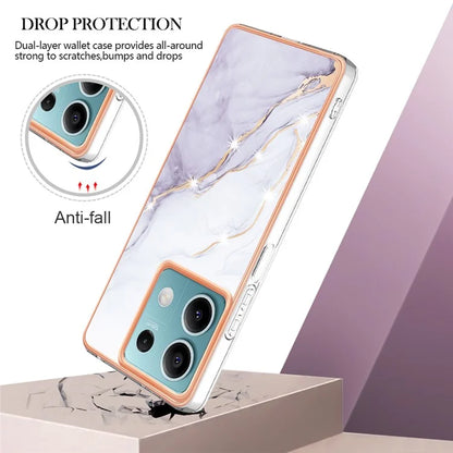 YB IMD Series-2 For Xiaomi Redmi Note 13 5G Phone Case Marble Pattern Electroplating Frame TPU Cover