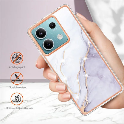 YB IMD Series-2 For Xiaomi Redmi Note 13 5G Phone Case Marble Pattern Electroplating Frame TPU Cover