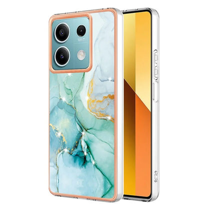YB IMD Series-2 For Xiaomi Redmi Note 13 5G Phone Case Marble Pattern Electroplating Frame TPU Cover