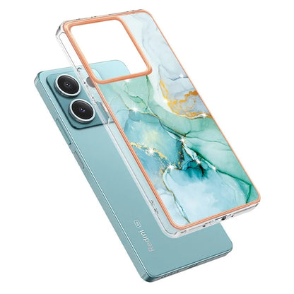 YB IMD Series-2 For Xiaomi Redmi Note 13 5G Phone Case Marble Pattern Electroplating Frame TPU Cover
