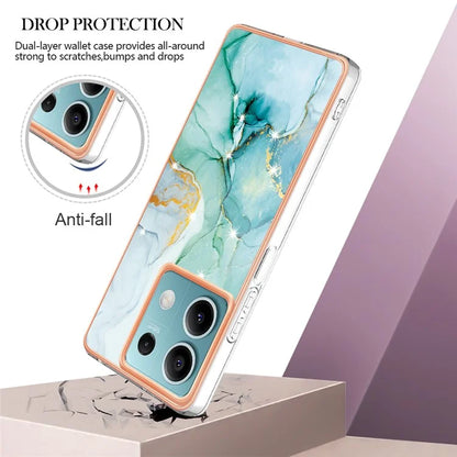 YB IMD Series-2 For Xiaomi Redmi Note 13 5G Phone Case Marble Pattern Electroplating Frame TPU Cover