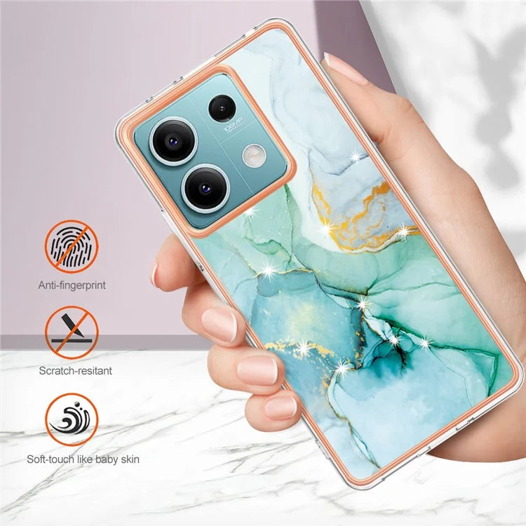 YB IMD Series-2 For Xiaomi Redmi Note 13 5G Phone Case Marble Pattern Electroplating Frame TPU Cover