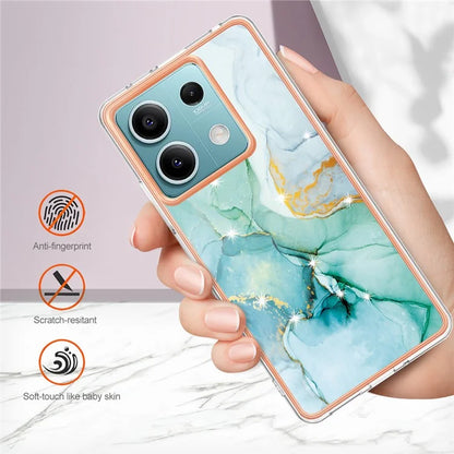 YB IMD Series-2 For Xiaomi Redmi Note 13 5G Phone Case Marble Pattern Electroplating Frame TPU Cover