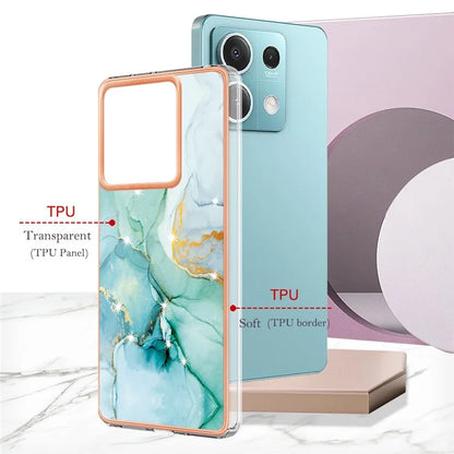 YB IMD Series-2 For Xiaomi Redmi Note 13 5G Phone Case Marble Pattern Electroplating Frame TPU Cover