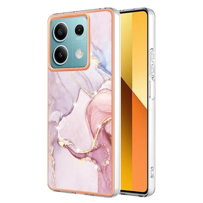 YB IMD Series-2 For Xiaomi Redmi Note 13 5G Phone Case Marble Pattern Electroplating Frame TPU Cover