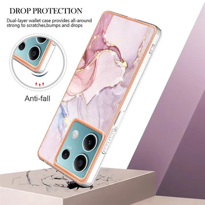 YB IMD Series-2 For Xiaomi Redmi Note 13 5G Phone Case Marble Pattern Electroplating Frame TPU Cover