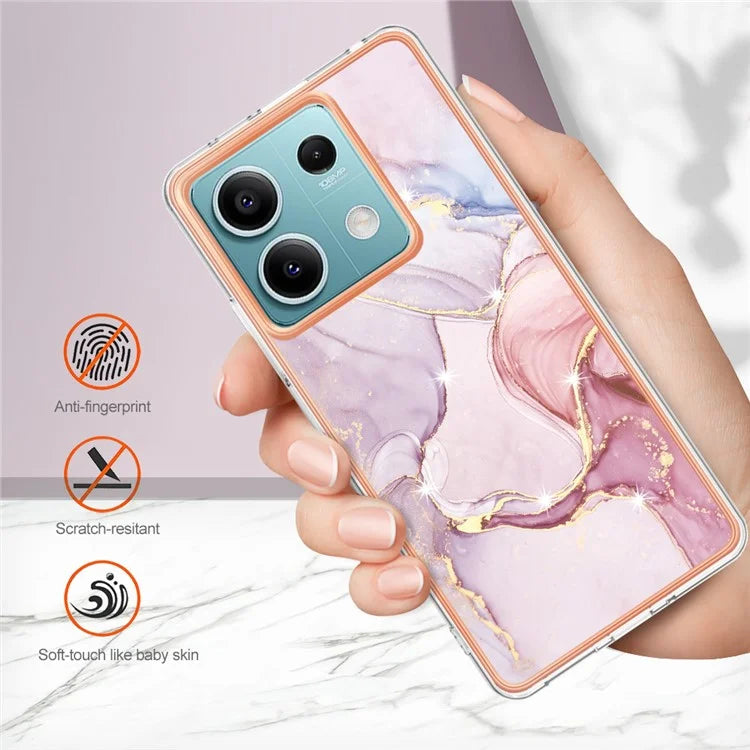 YB IMD Series-2 For Xiaomi Redmi Note 13 5G Phone Case Marble Pattern Electroplating Frame TPU Cover