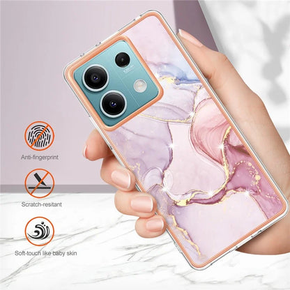 YB IMD Series-2 For Xiaomi Redmi Note 13 5G Phone Case Marble Pattern Electroplating Frame TPU Cover