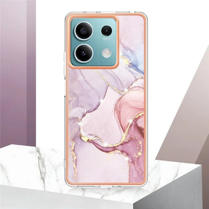 YB IMD Series-2 For Xiaomi Redmi Note 13 5G Phone Case Marble Pattern Electroplating Frame TPU Cover