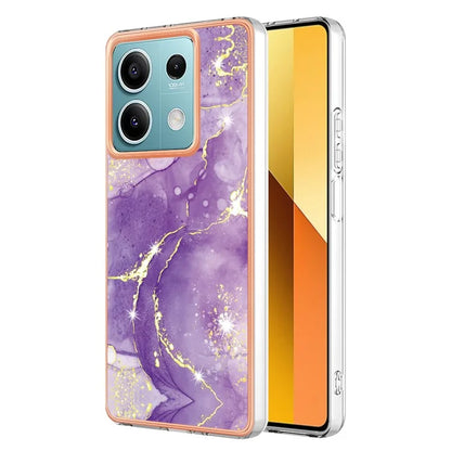 YB IMD Series-2 For Xiaomi Redmi Note 13 5G Phone Case Marble Pattern Electroplating Frame TPU Cover