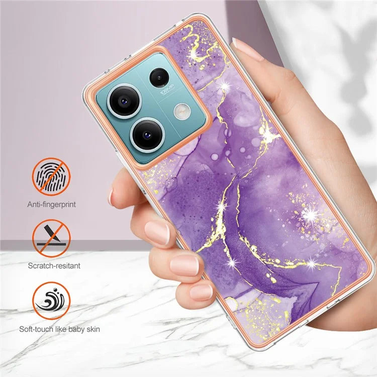 YB IMD Series-2 For Xiaomi Redmi Note 13 5G Phone Case Marble Pattern Electroplating Frame TPU Cover