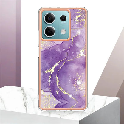 YB IMD Series-2 For Xiaomi Redmi Note 13 5G Phone Case Marble Pattern Electroplating Frame TPU Cover