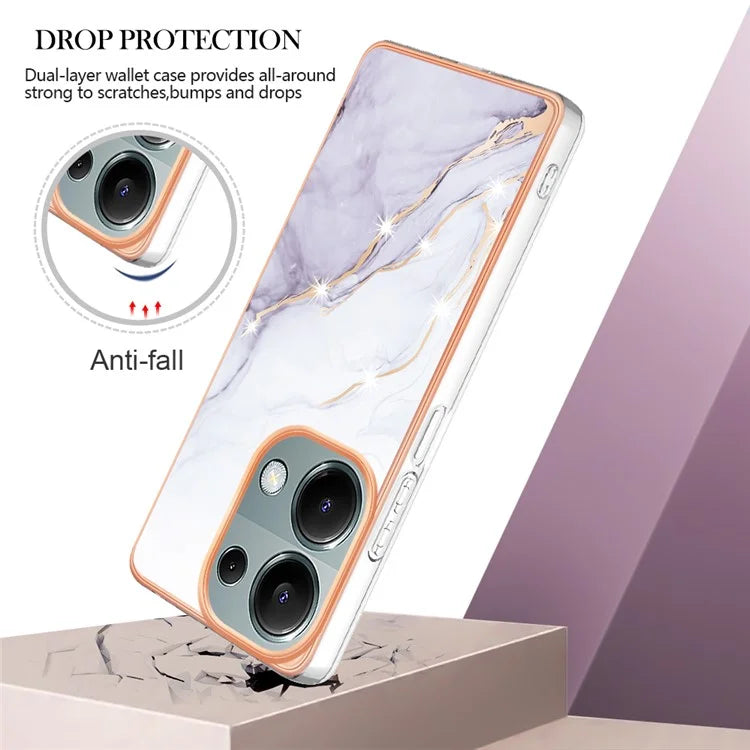 YB IMD Series-2 For Xiaomi Redmi Note 13 Pro 4G / Poco M6 Pro 4G Phone Case Marble Pattern Protective TPU Cover