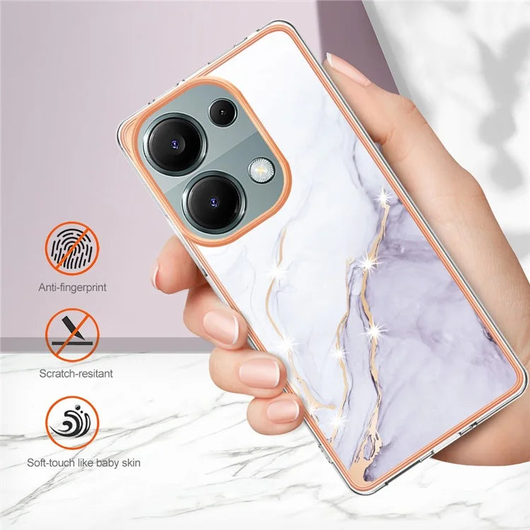 YB IMD Series-2 For Xiaomi Redmi Note 13 Pro 4G / Poco M6 Pro 4G Phone Case Marble Pattern Protective TPU Cover