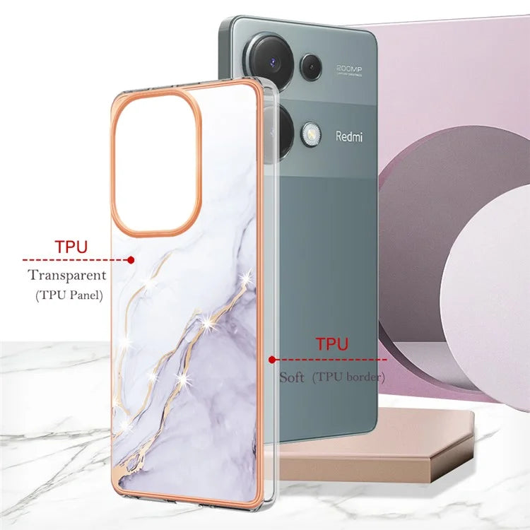 YB IMD Series-2 For Xiaomi Redmi Note 13 Pro 4G / Poco M6 Pro 4G Phone Case Marble Pattern Protective TPU Cover