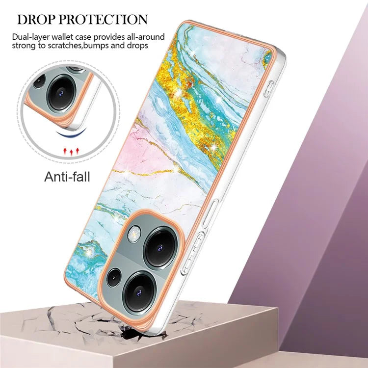 YB IMD Series-2 For Xiaomi Redmi Note 13 Pro 4G / Poco M6 Pro 4G Phone Case Marble Pattern Protective TPU Cover