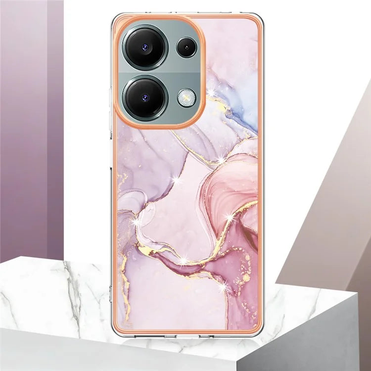 YB IMD Series-2 For Xiaomi Redmi Note 13 Pro 4G / Poco M6 Pro 4G Phone Case Marble Pattern Protective TPU Cover
