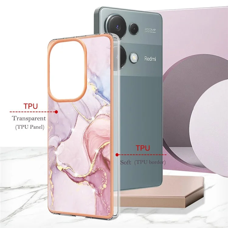 YB IMD Series-2 For Xiaomi Redmi Note 13 Pro 4G / Poco M6 Pro 4G Phone Case Marble Pattern Protective TPU Cover