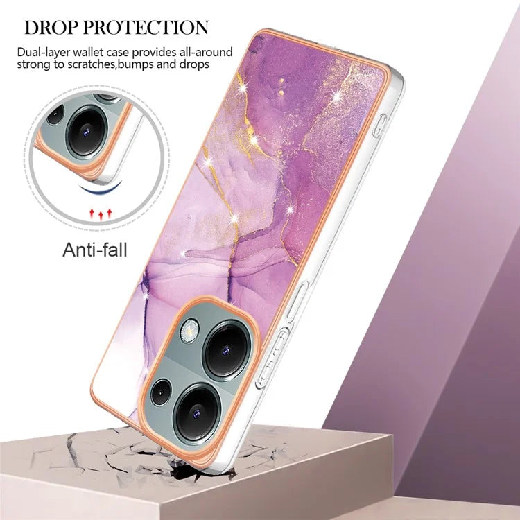 YB IMD Series-2 For Xiaomi Redmi Note 13 Pro 4G / Poco M6 Pro 4G Phone Case Marble Pattern Protective TPU Cover
