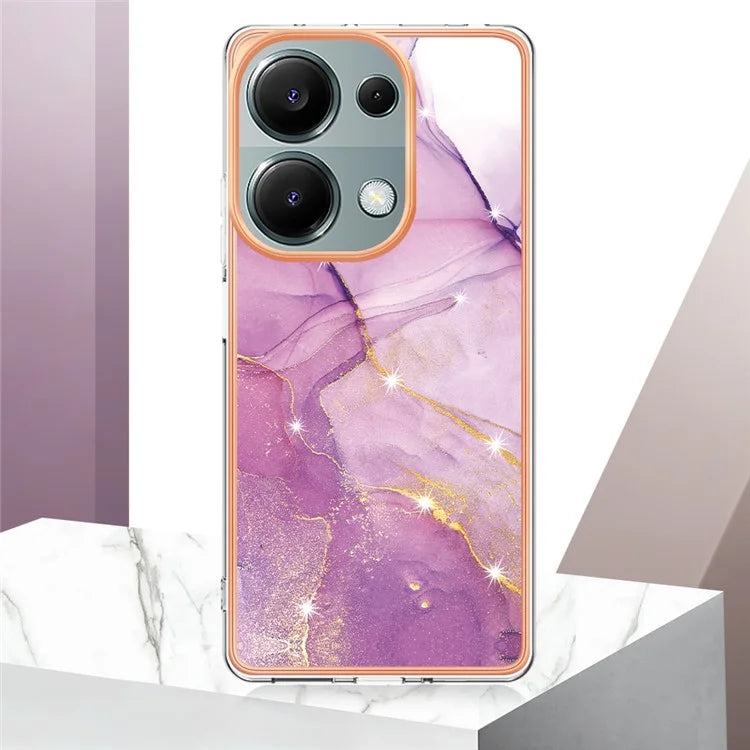YB IMD Series-2 For Xiaomi Redmi Note 13 Pro 4G / Poco M6 Pro 4G Phone Case Marble Pattern Protective TPU Cover