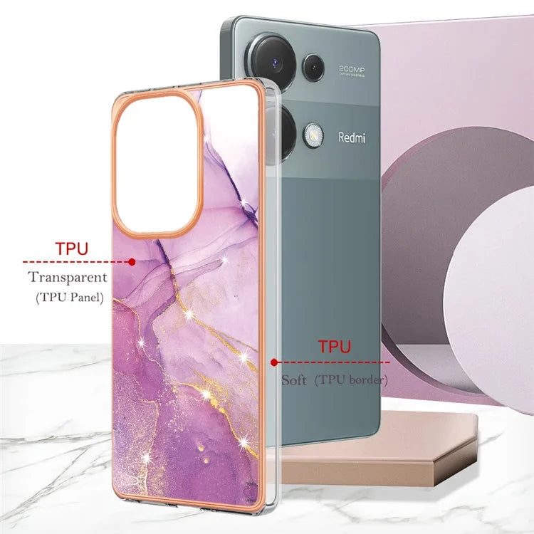 YB IMD Series-2 For Xiaomi Redmi Note 13 Pro 4G / Poco M6 Pro 4G Phone Case Marble Pattern Protective TPU Cover
