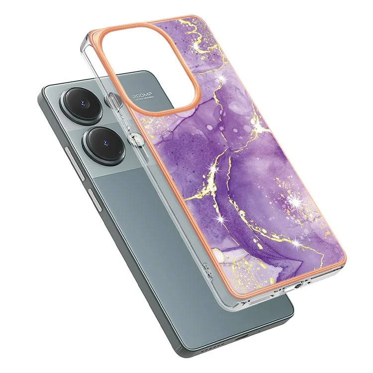 YB IMD Series-2 For Xiaomi Redmi Note 13 Pro 4G / Poco M6 Pro 4G Phone Case Marble Pattern Protective TPU Cover
