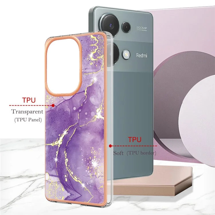 YB IMD Series-2 For Xiaomi Redmi Note 13 Pro 4G / Poco M6 Pro 4G Phone Case Marble Pattern Protective TPU Cover