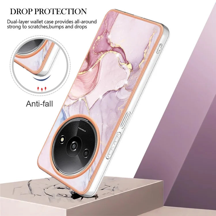 YB IMD Series-2 For Xiaomi Redmi A3 / Poco C61 4G Case Marble Pattern IMD TPU Phone Cover