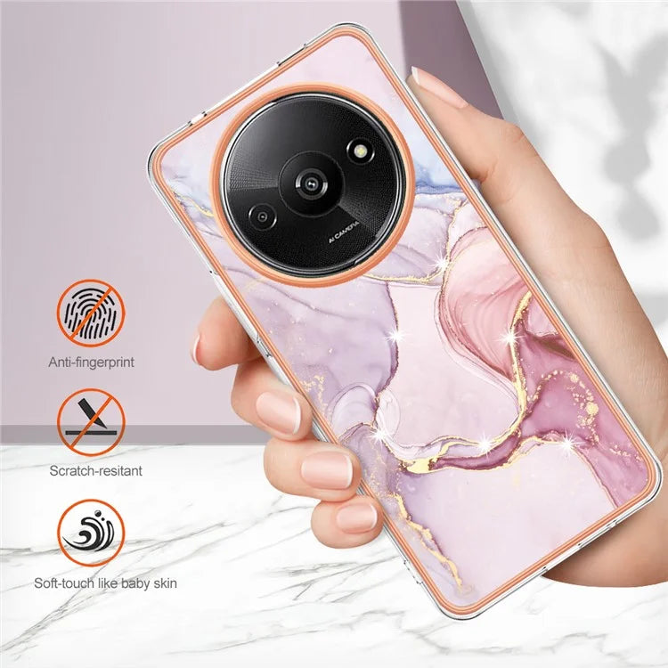 YB IMD Series-2 For Xiaomi Redmi A3 / Poco C61 4G Case Marble Pattern IMD TPU Phone Cover