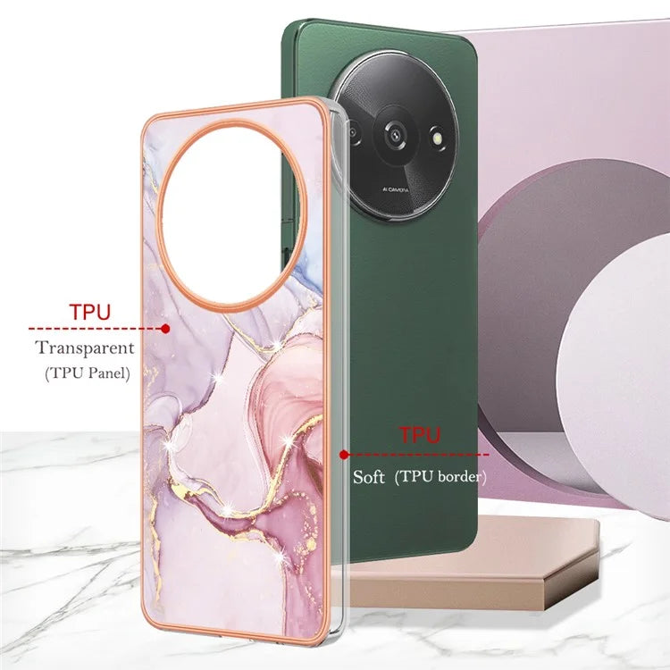 YB IMD Series-2 For Xiaomi Redmi A3 / Poco C61 4G Case Marble Pattern IMD TPU Phone Cover