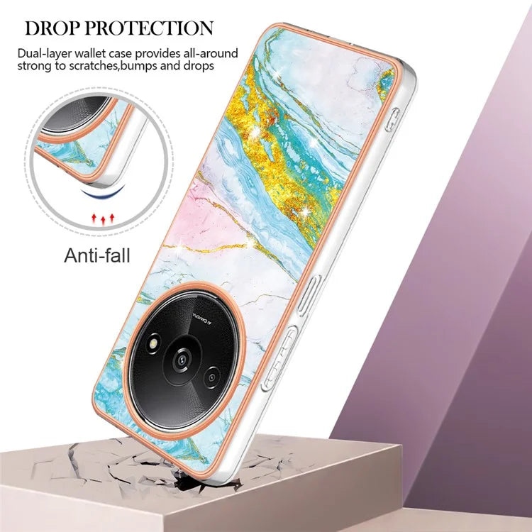 YB IMD Series-2 For Xiaomi Redmi A3 / Poco C61 4G Case Marble Pattern IMD TPU Phone Cover