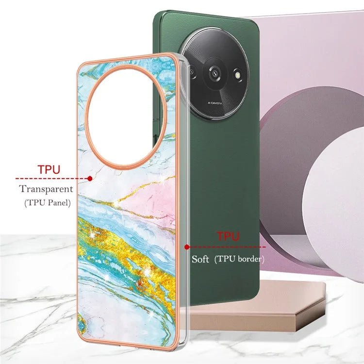 YB IMD Series-2 For Xiaomi Redmi A3 / Poco C61 4G Case Marble Pattern IMD TPU Phone Cover