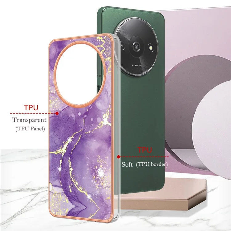 YB IMD Series-2 For Xiaomi Redmi A3 / Poco C61 4G Case Marble Pattern IMD TPU Phone Cover