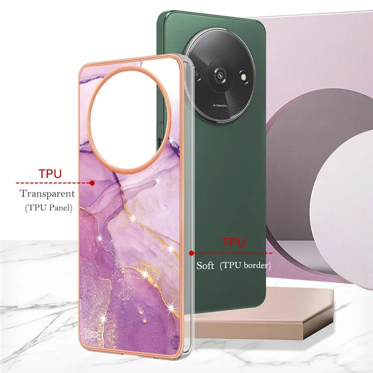 YB IMD Series-2 For Xiaomi Redmi A3 / Poco C61 4G Case Marble Pattern IMD TPU Phone Cover