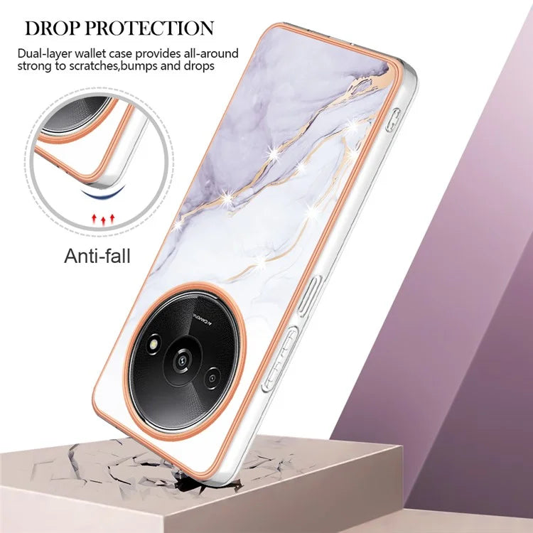 YB IMD Series-2 For Xiaomi Redmi A3 / Poco C61 4G Case Marble Pattern IMD TPU Phone Cover