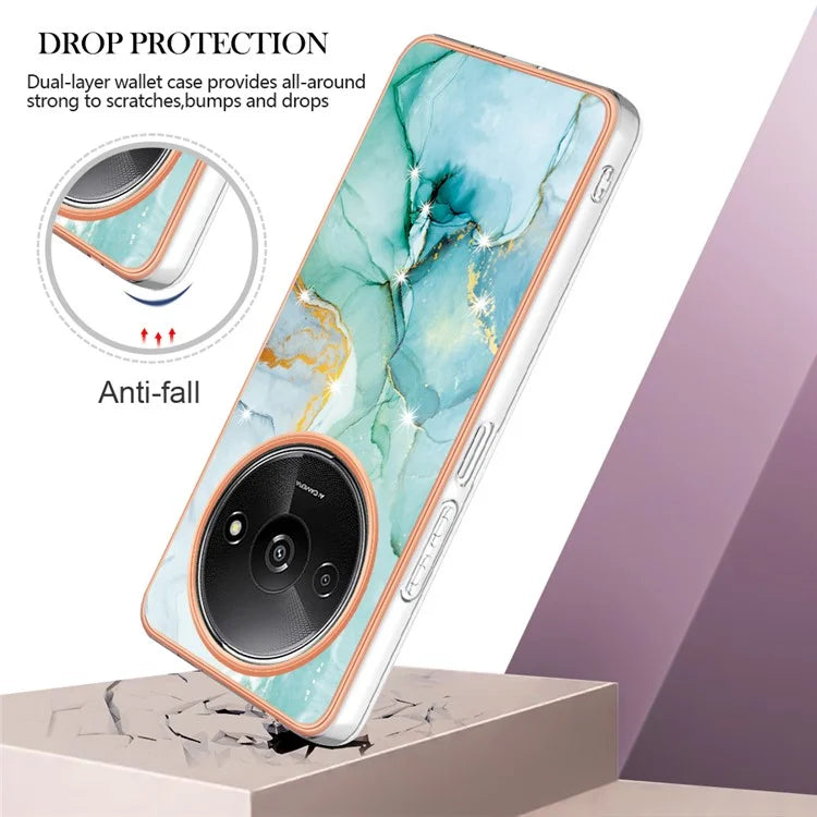 YB IMD Series-2 For Xiaomi Redmi A3 / Poco C61 4G Case Marble Pattern IMD TPU Phone Cover