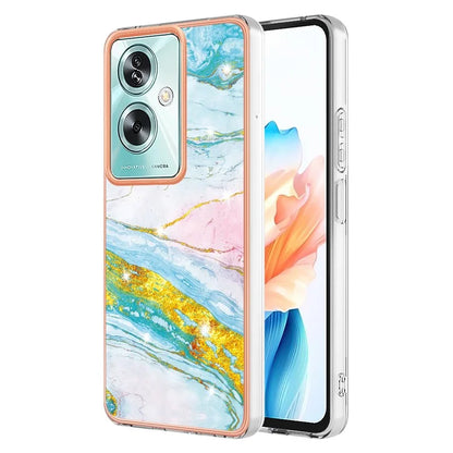 YB IMD Series-2 For Oppo A79 5G / A2 5G Case IMD Marble Pattern Electroplating TPU Cover