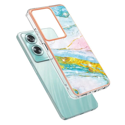 YB IMD Series-2 For Oppo A79 5G / A2 5G Case IMD Marble Pattern Electroplating TPU Cover