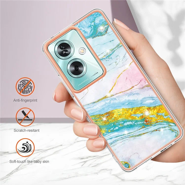 YB IMD Series-2 For Oppo A79 5G / A2 5G Case IMD Marble Pattern Electroplating TPU Cover