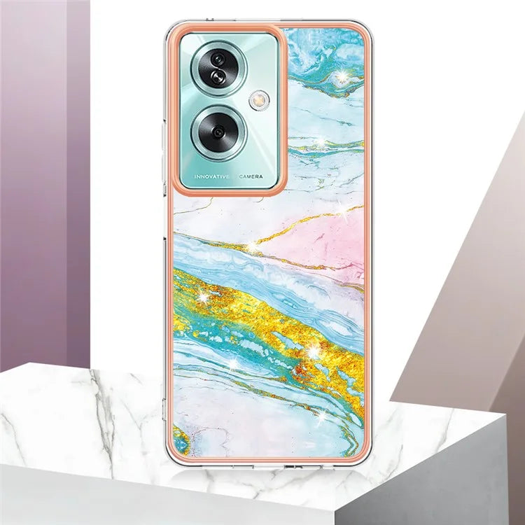 YB IMD Series-2 For Oppo A79 5G / A2 5G Case IMD Marble Pattern Electroplating TPU Cover