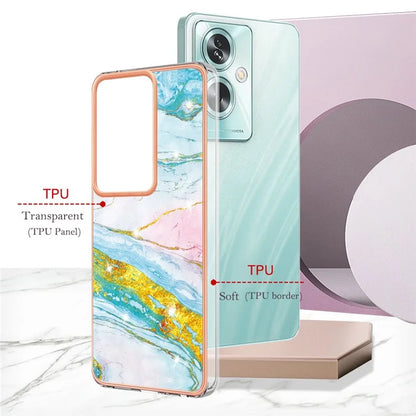 YB IMD Series-2 For Oppo A79 5G / A2 5G Case IMD Marble Pattern Electroplating TPU Cover