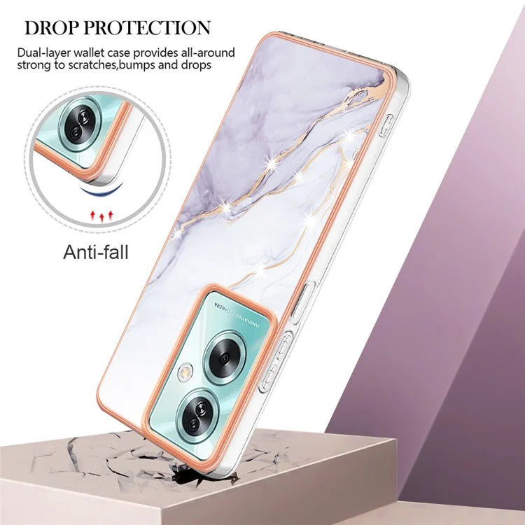 YB IMD Series-2 For Oppo A79 5G / A2 5G Case IMD Marble Pattern Electroplating TPU Cover
