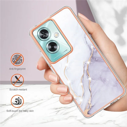 YB IMD Series-2 For Oppo A79 5G / A2 5G Case IMD Marble Pattern Electroplating TPU Cover